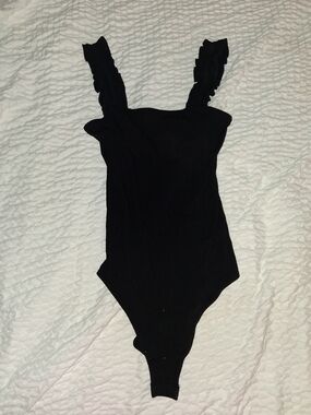 Mango Black Ruffle-Strap Kids One Piece Bodysuit